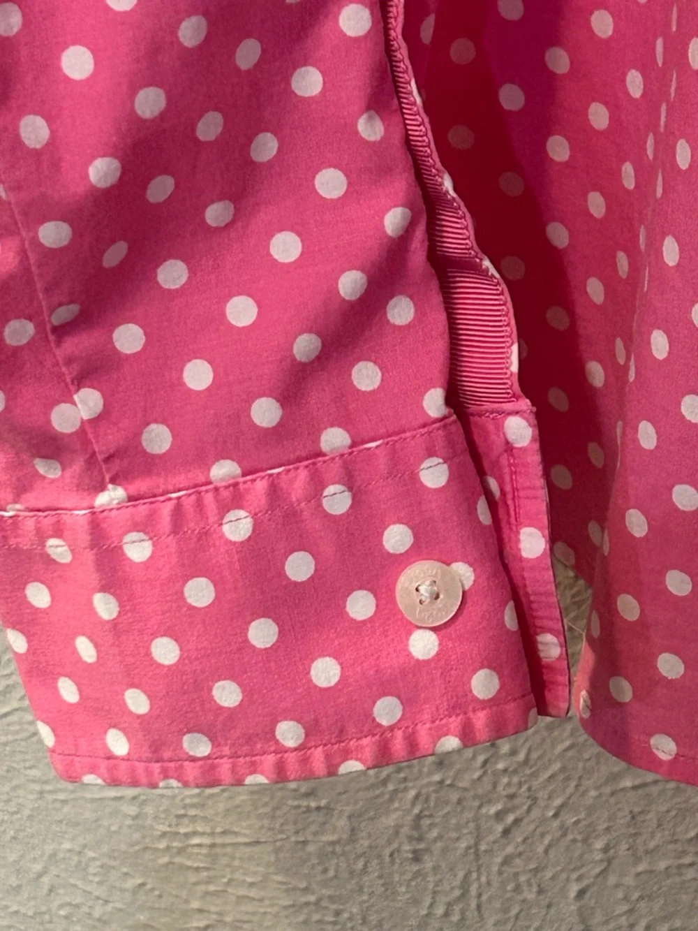 Lilly Pulitzer Pink White Polka Dot Button-Down Shirt Sz 8 - Picture 6 of 6